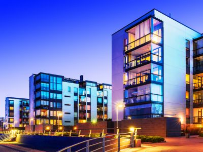 flood lights in a large commercial property